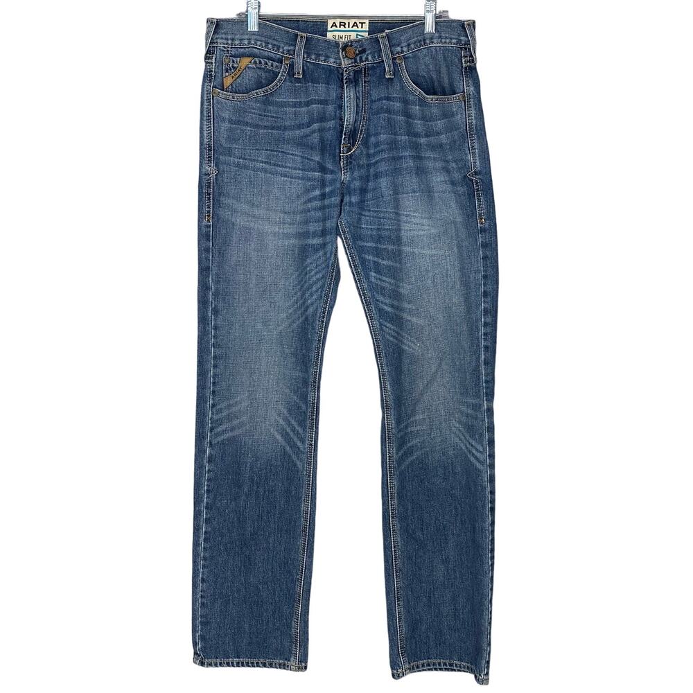 Ariat Jeans Mens 34x36 Blue M7 Slim Fit Straight Leg Workwear Western Denim